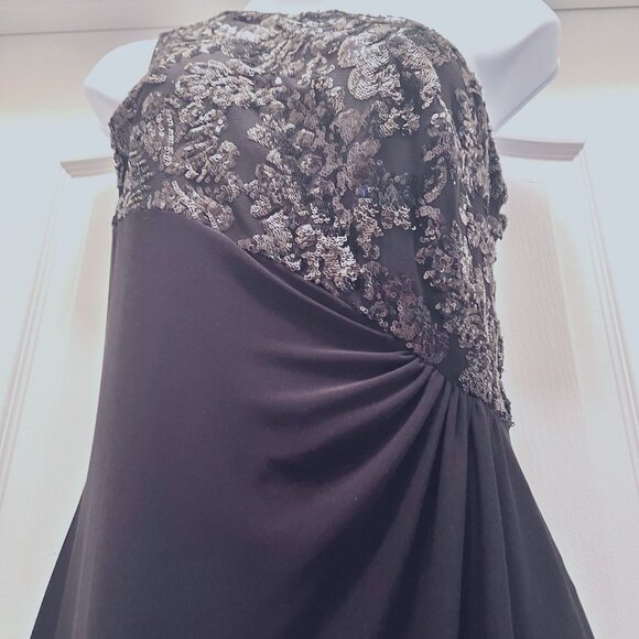 Lauren Ralph Lauren Jersey Evening Gown-Maxi Long Black Sequin-Size 4-Classy- - Picture 8 of 15